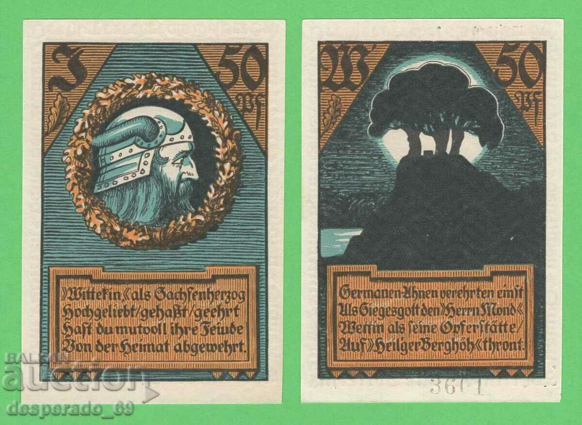 (¯`'•.¸NOTGELD (city of Wettin) UNC -2 pcs. banknotes¸.•'´¯)