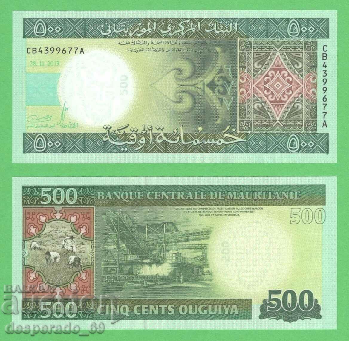 (¯`'•.¸ MAURITANIA 500 oguya 2013 UNC ¸.•'´¯)