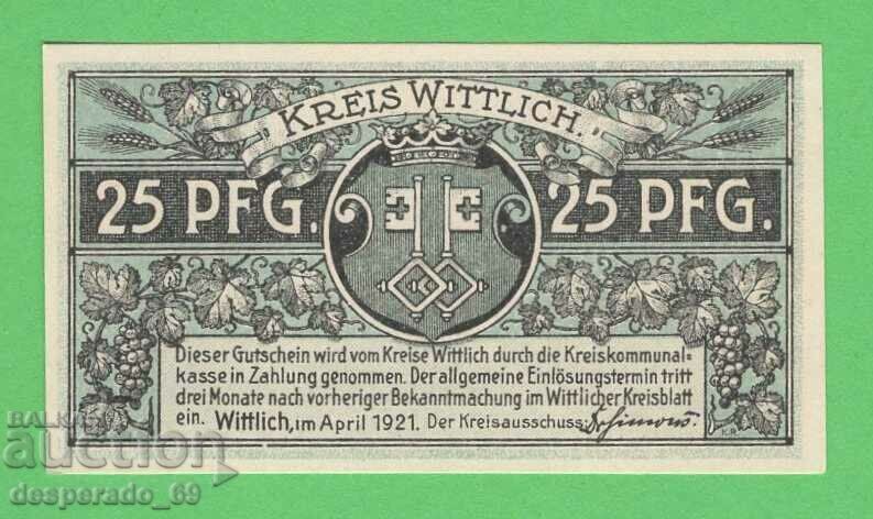 (¯`'•.¸NOTGELD (city Wittlich) 1921 UNC -25 pfennig¸.•'´¯) with price 2.50 BGN | € 1.28 (¯`'•.¸NOTGELD (city Wittlich) 1921 UNC -25 pfennig¸.•'´¯) with price 2.50 BGN | € 1.28