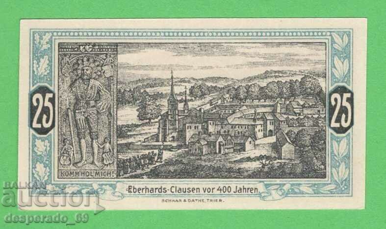 (¯`'•.¸NOTGELD (orașul Wittlich) 1921 UNC -25 pfennig¸.•'´¯)