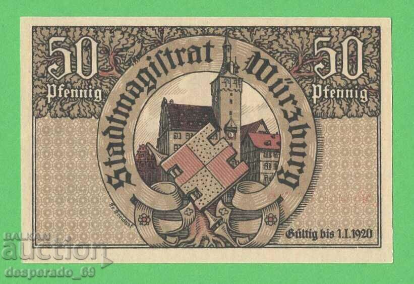 (¯`'•.¸NOTGELD (City of Würzburg) 1920 UNC -50 Pfennig¸.•'´¯) with price 3.00 BGN | € 1.53