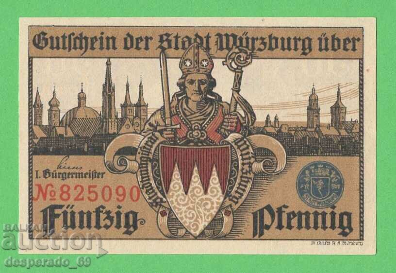 (¯`'•.¸NOTGELD (City of Würzburg) 1920 UNC -50 Pfennig¸.•'´¯)