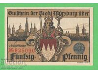 (¯`'•.¸NOTGELD (Πόλη του Würzburg) 1920 UNC -50 pfennig¸.•'´¯)