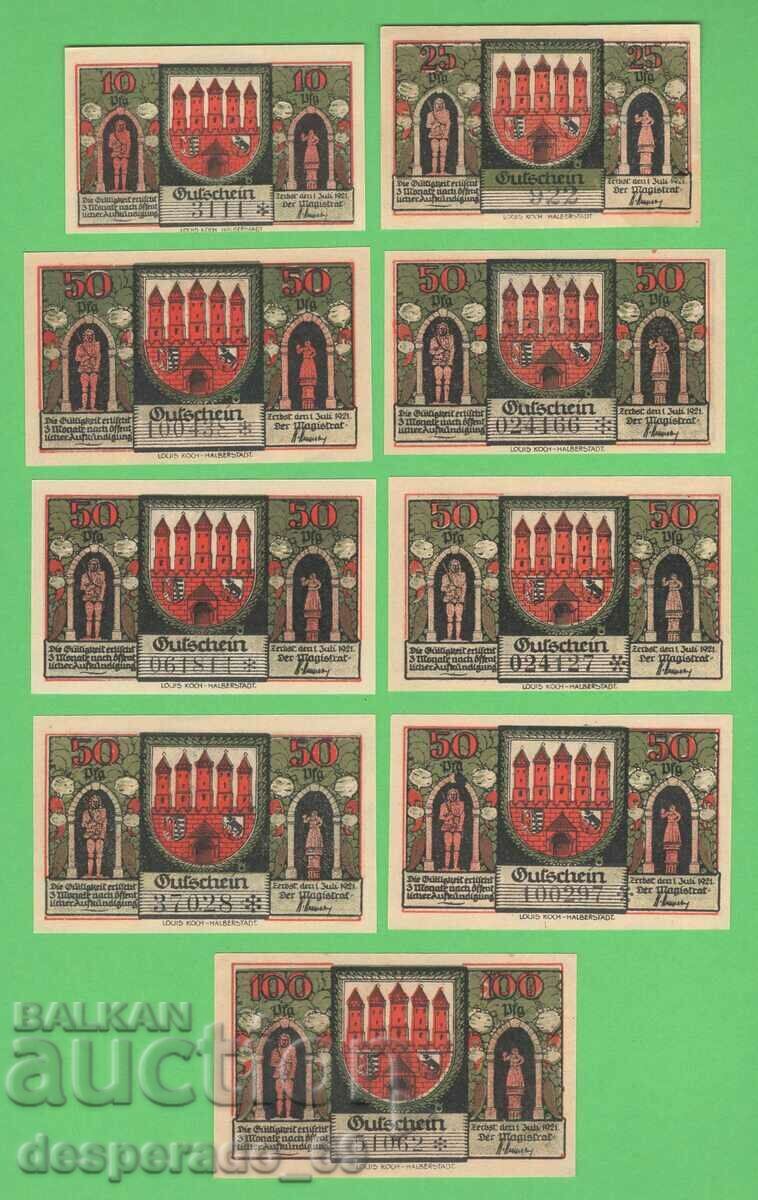 (¯`'•.¸NOTGELD (city Zerbst) 1921 UNC -9 pcs. banknotes¸.•'´¯) with price 21.60 BGN | € 11.04