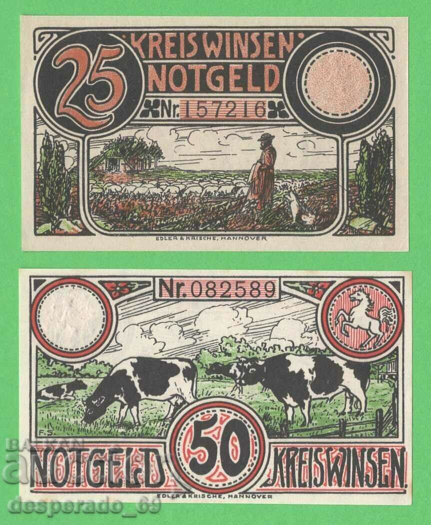 (¯`'•.¸NOTGELD (city Winsen) 1921 UNC- -2 pcs. banknotes¸.•'´¯)