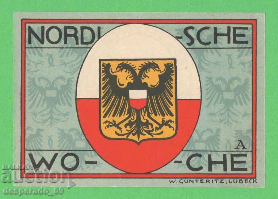 (¯`'•.¸NOTGELD (City of Lübeck) 1921 UNC -50 pfennig¸.•'´¯)