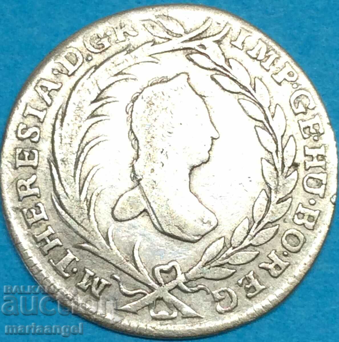 Австрия 10 кройцера 1764 Мария Терезия сребро - доста рядка
