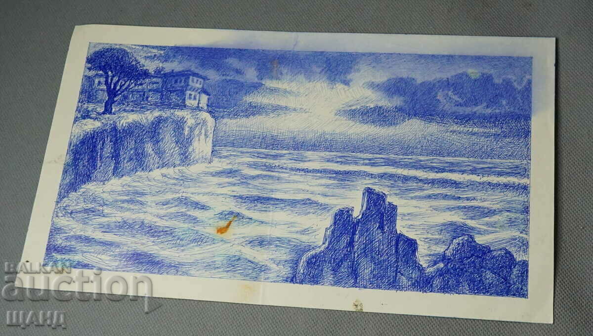 Ioto Metodiev Desen tablou casă peisaj marin
