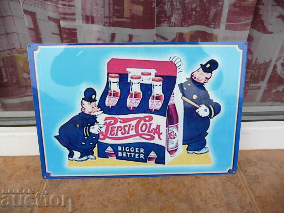 Metal sign Pepsi Cola Pepsi cola policemen bottles fridge