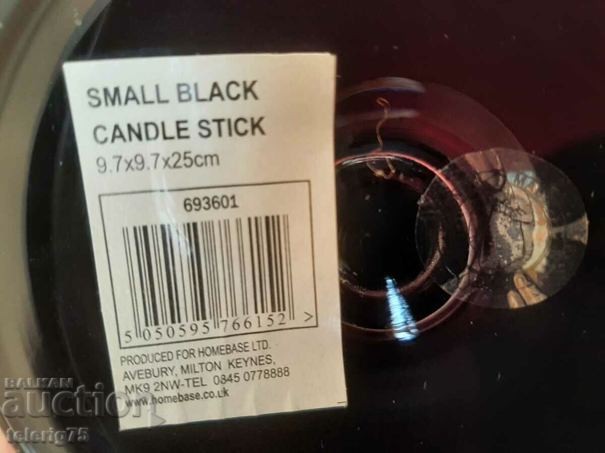 English Black glass candlestick-25cm with price 20.00 BGN | € 10.23 English Black glass candlestick-25cm with price 20.00 BGN | € 10.23