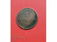 Γερμανία-Βαυαρία-1 pfennig 1861