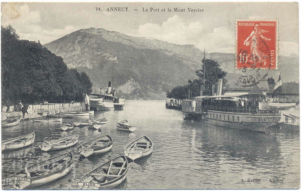 Franța - Savoia - Annecy - lac - port - navă - 1915