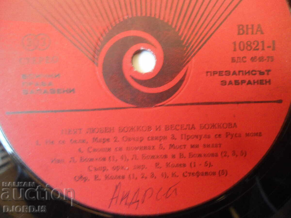 Auction L. Bozhkov and V. Bozhkova, VNA 10821, gramophone record, large Auction L. Bozhkov and V. Bozhkova, VNA 10821, gramophone record, large