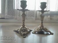 Old brass bronze candlesticks