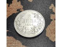 България 2 лева, 1894 - Сребро 0.835