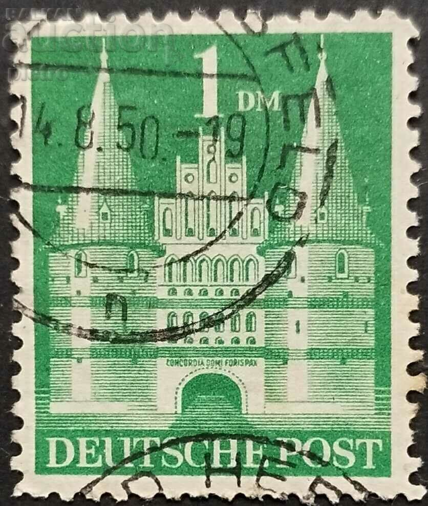 Χρησιμοποιείται γερμανικό γραμματόσημο: αμερικανικό και βρετανικό..