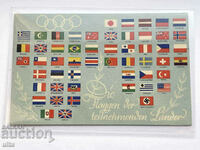 Πρωτότυπη κάρτα Τρίτο Ράιχ - Ολυμπιακές σημαίες, Μόναχο
