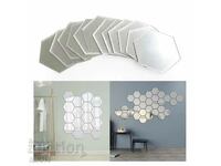 12 pcs. Small mirror hexagon stickers for decoration