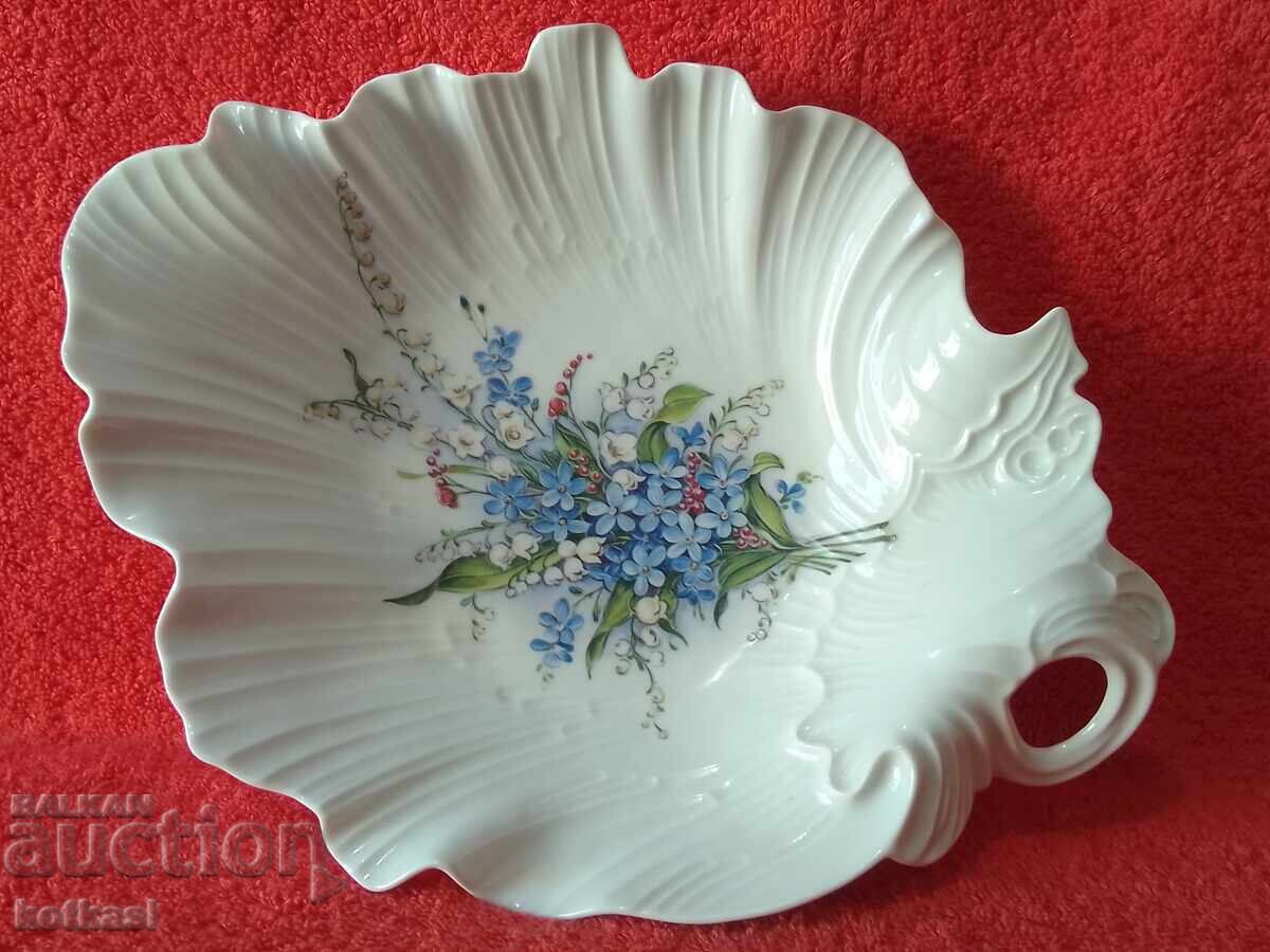 Porcelain plate leaf shape Royal Tettau Germany