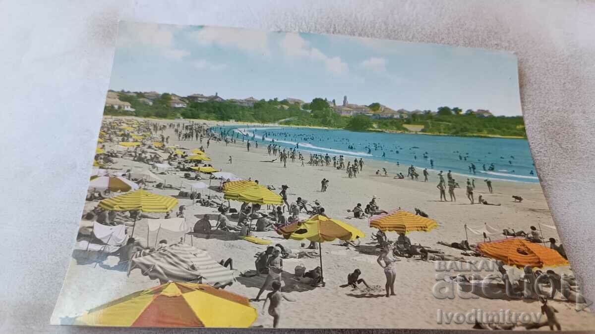 Пощенска картичка Приморско Изглед от плажа 1962
