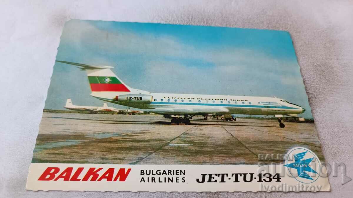 Postcard BALKAN Bulgarien Airlines JET-TU-134