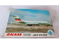 Postcard BALKAN Bulgarien Airlines JET-TU-134