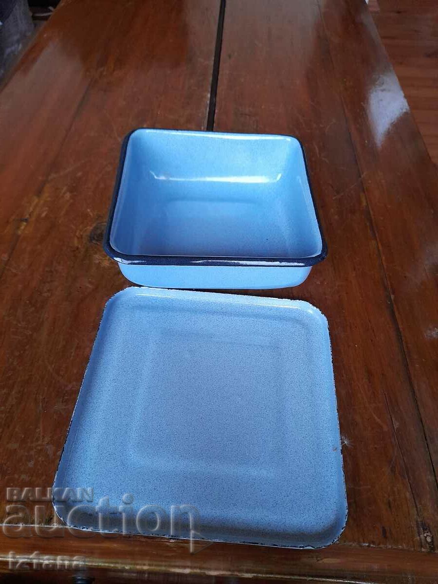 Auction Old enamel food box Auction Old enamel food box