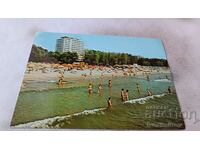 Carte poștală Sunny Beach Plaja din fața Hotelului Globus 1988