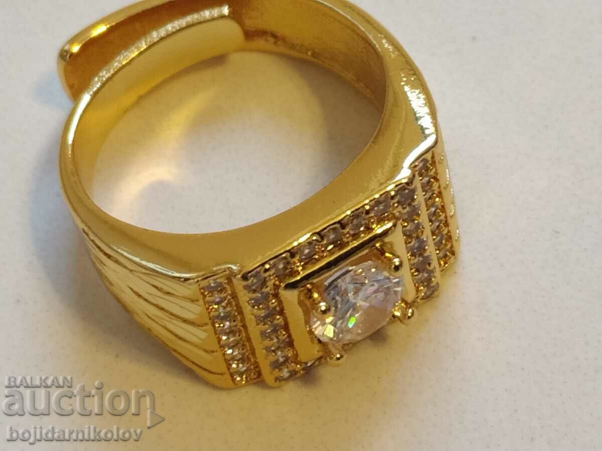 New men's adjustable ring with white crystals with price 19.98 BGN | € 10.22 New men's adjustable ring with white crystals with price 19.98 BGN | € 10.22