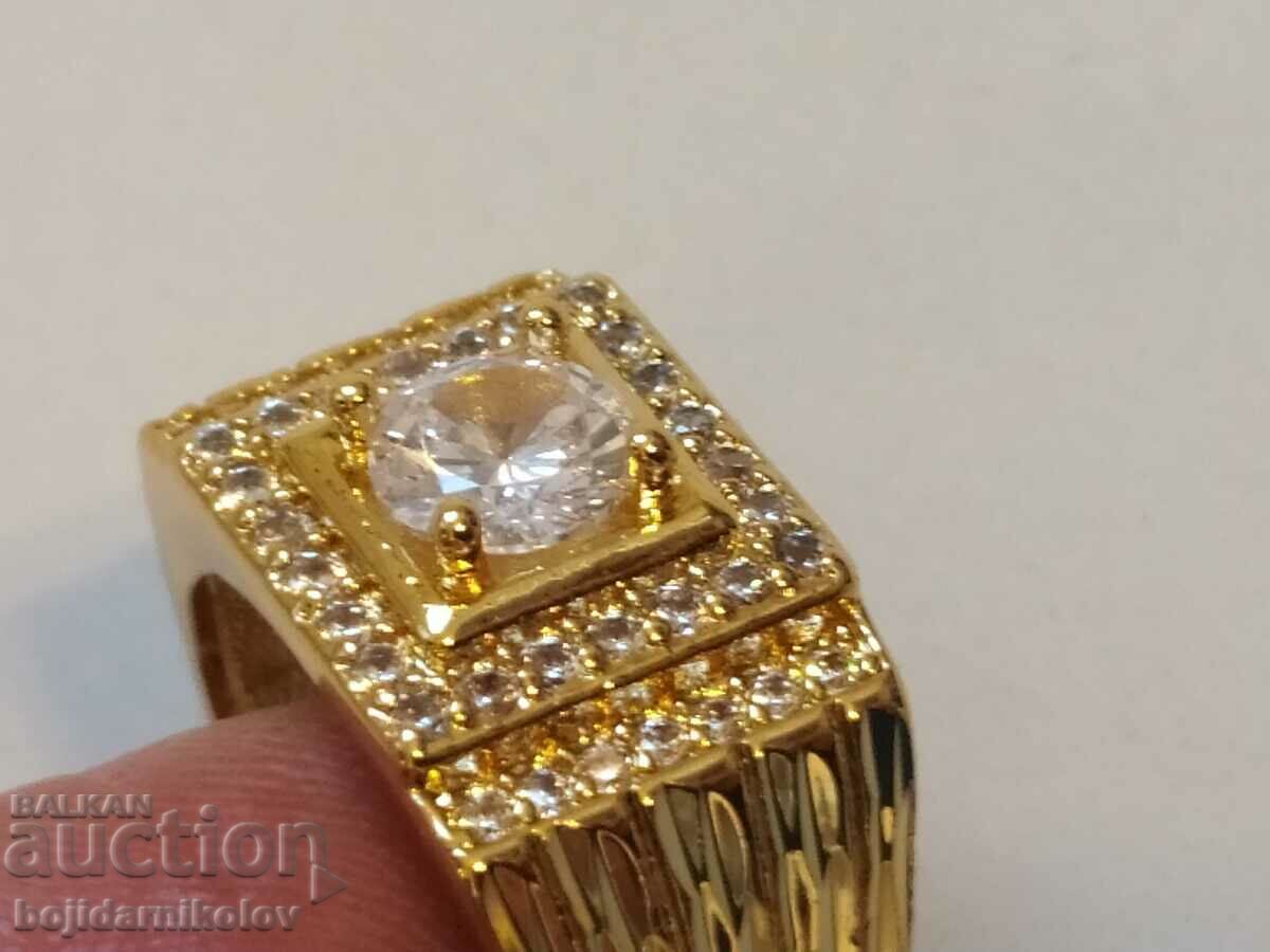 Auction New men's adjustable ring with white crystals Auction New men's adjustable ring with white crystals