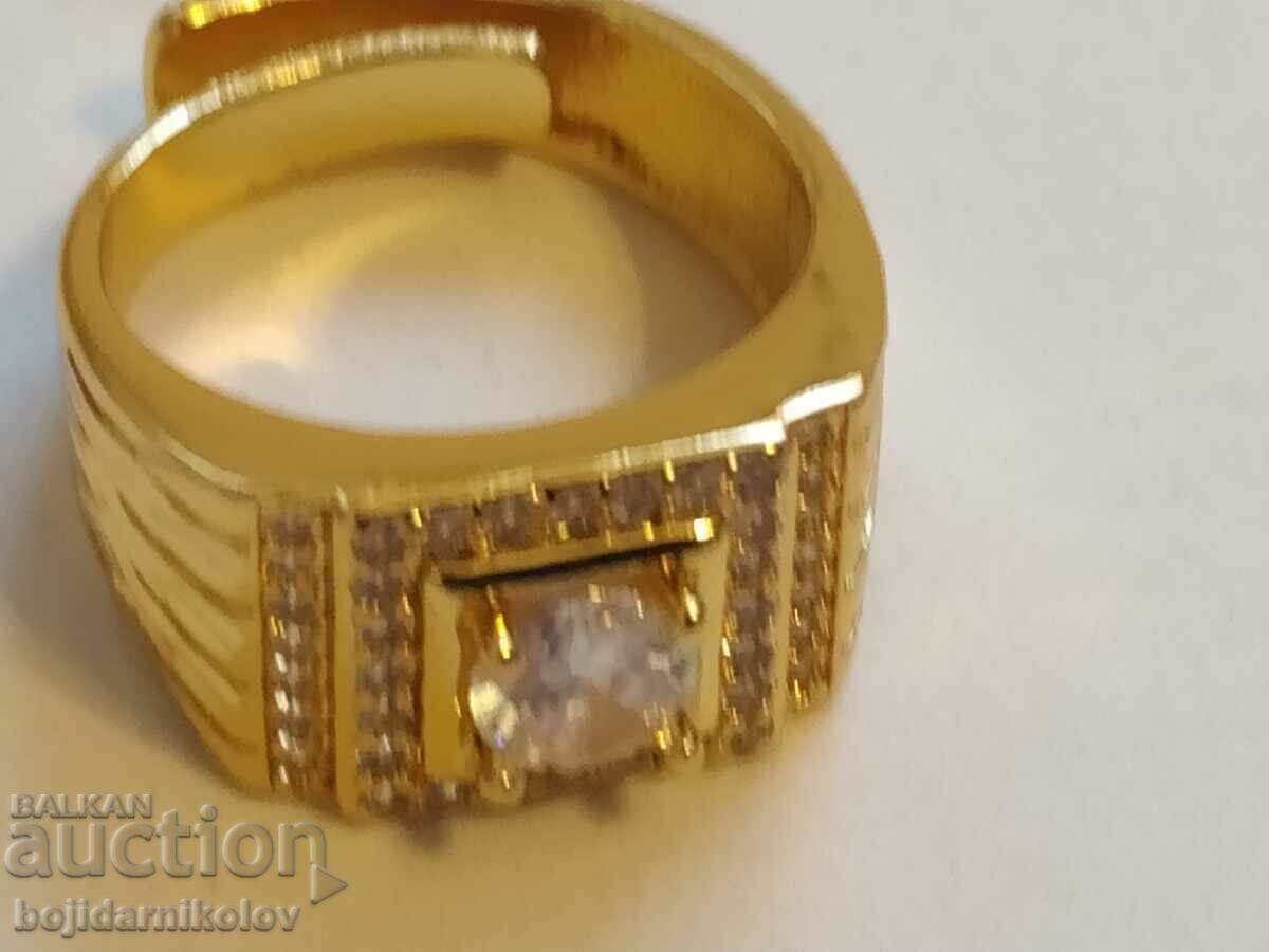 New men's adjustable ring with white crystals - 6 New men's adjustable ring with white crystals - 6