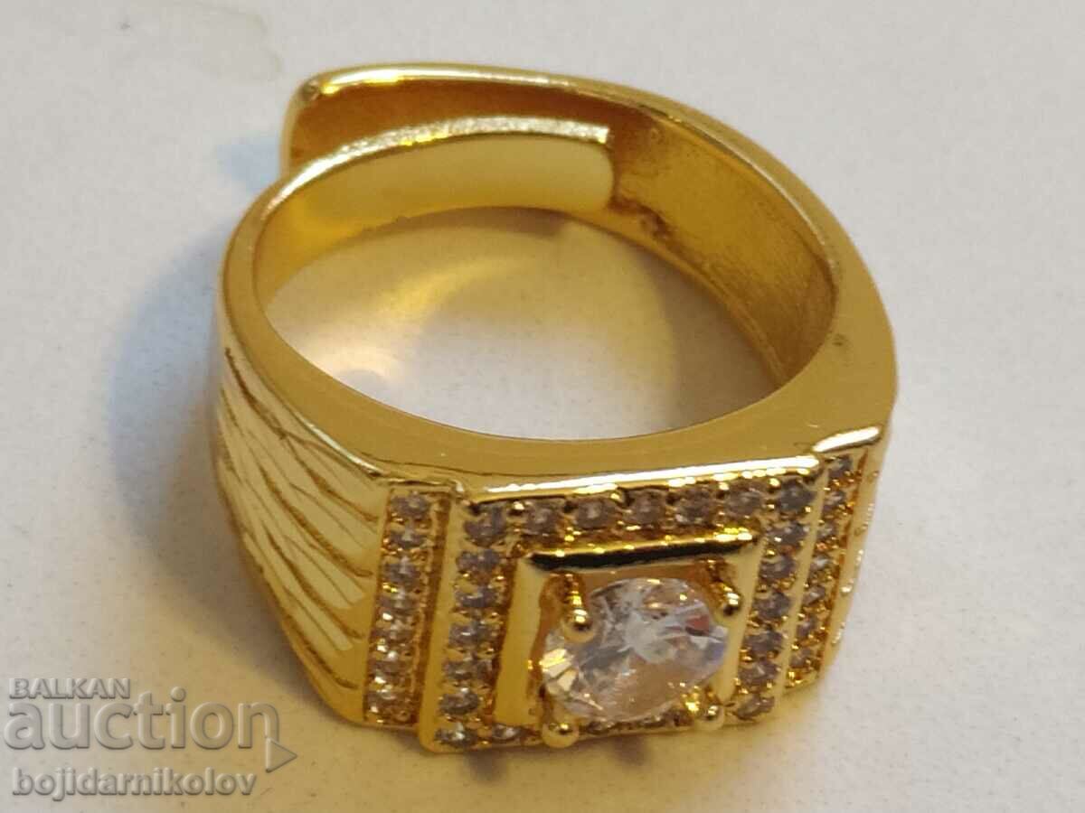 New men's adjustable ring with white crystals - 7 New men's adjustable ring with white crystals - 7