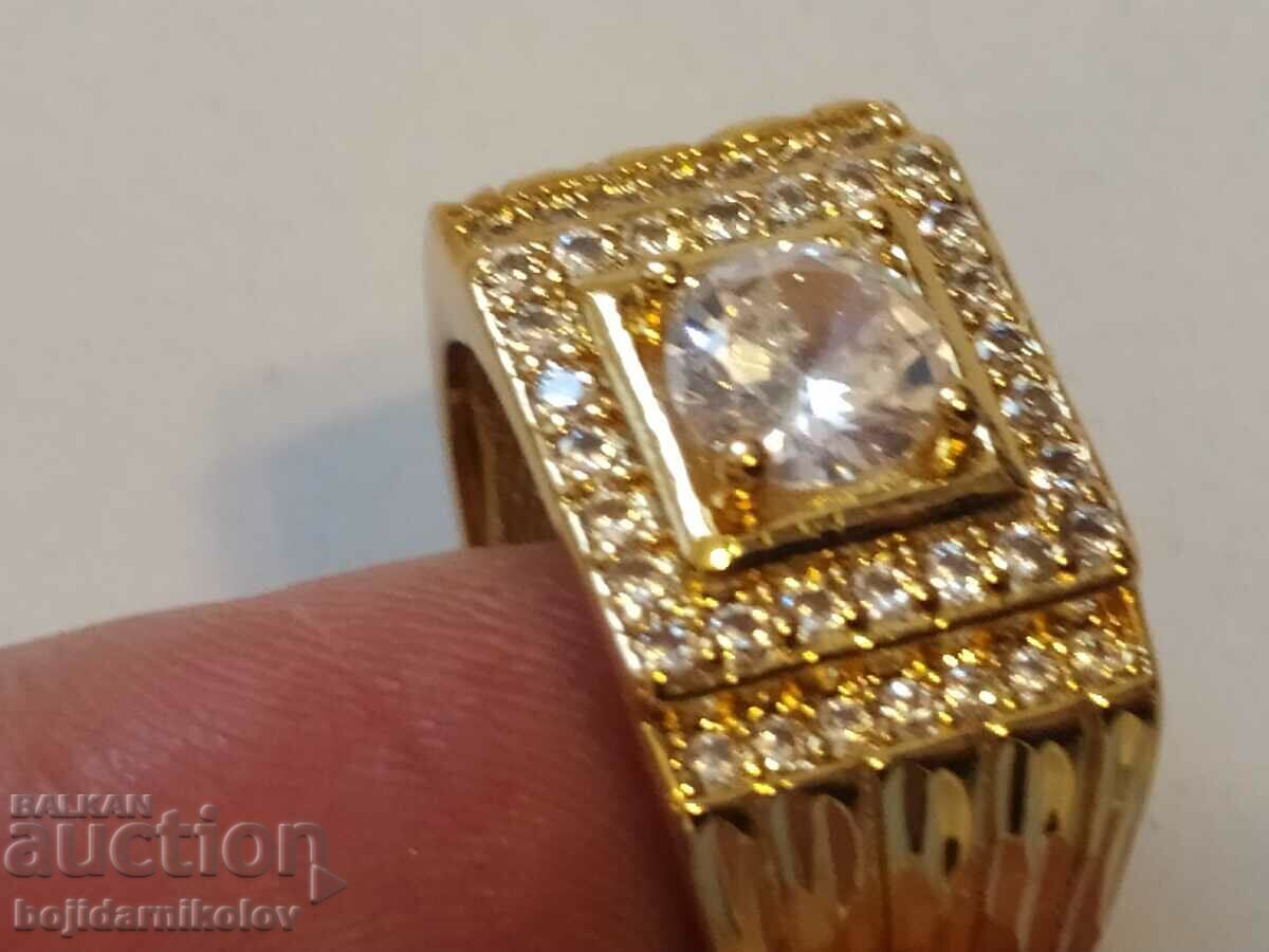 Νέο ανδρικό ρυθμιζόμενο δαχτυλίδι με λευκά κρύσταλλα