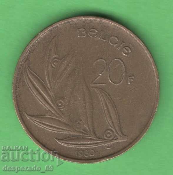 (¯`'•.¸ 20 francs 1980 BELGIUM ¸.•'´¯)