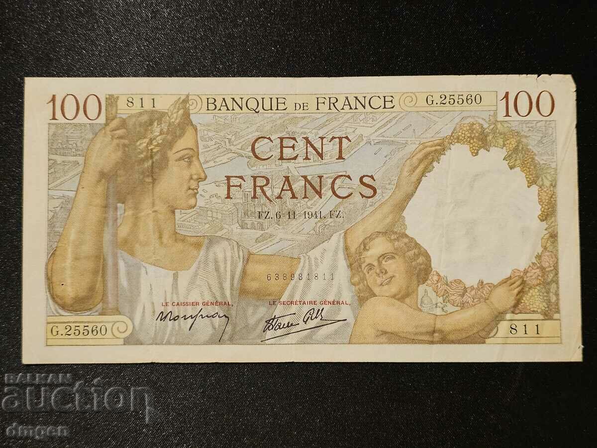 100 франка Франция 1941 година