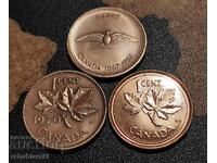 Canada 1 cent - 3 pcs., 1952-2002 - Queen Elizabeth 50 years