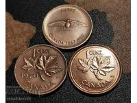 Canada 1 cent - 3 pcs., 1952-2002 - Queen Elizabeth 50 years