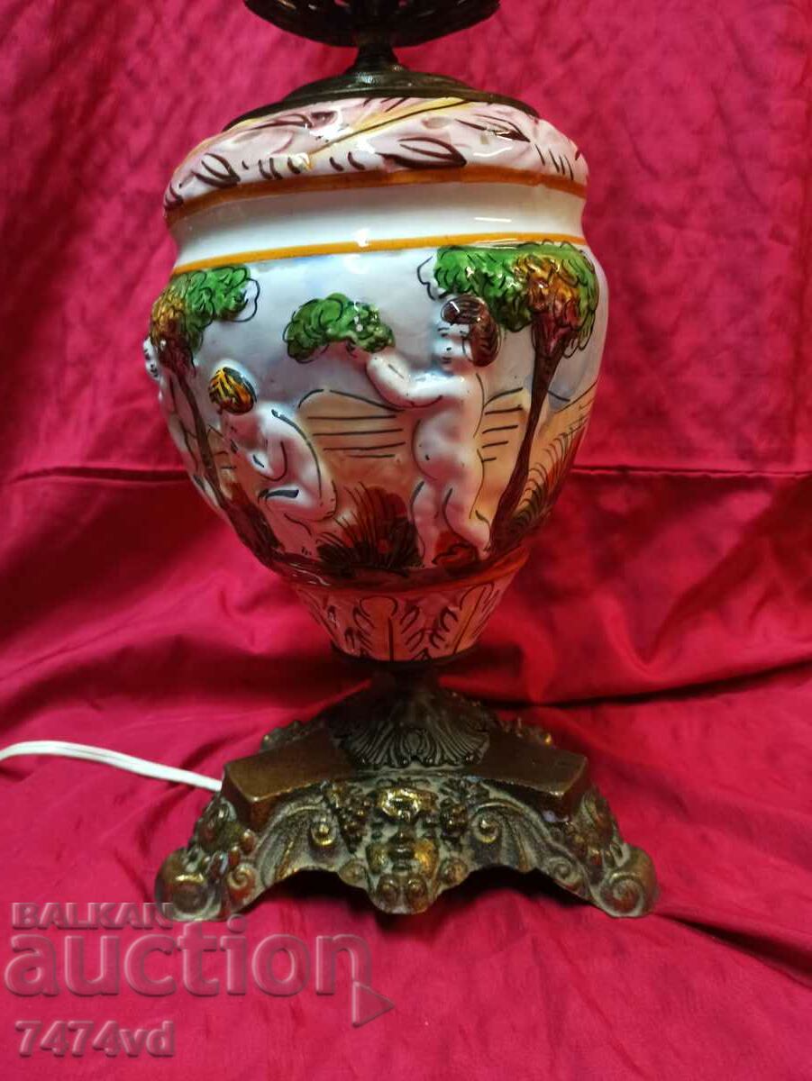 Auction UNIQUE TABLE LAMP PORCELAIN RELIEF IMAGES AND BRONZE Auction UNIQUE TABLE LAMP PORCELAIN RELIEF IMAGES AND BRONZE