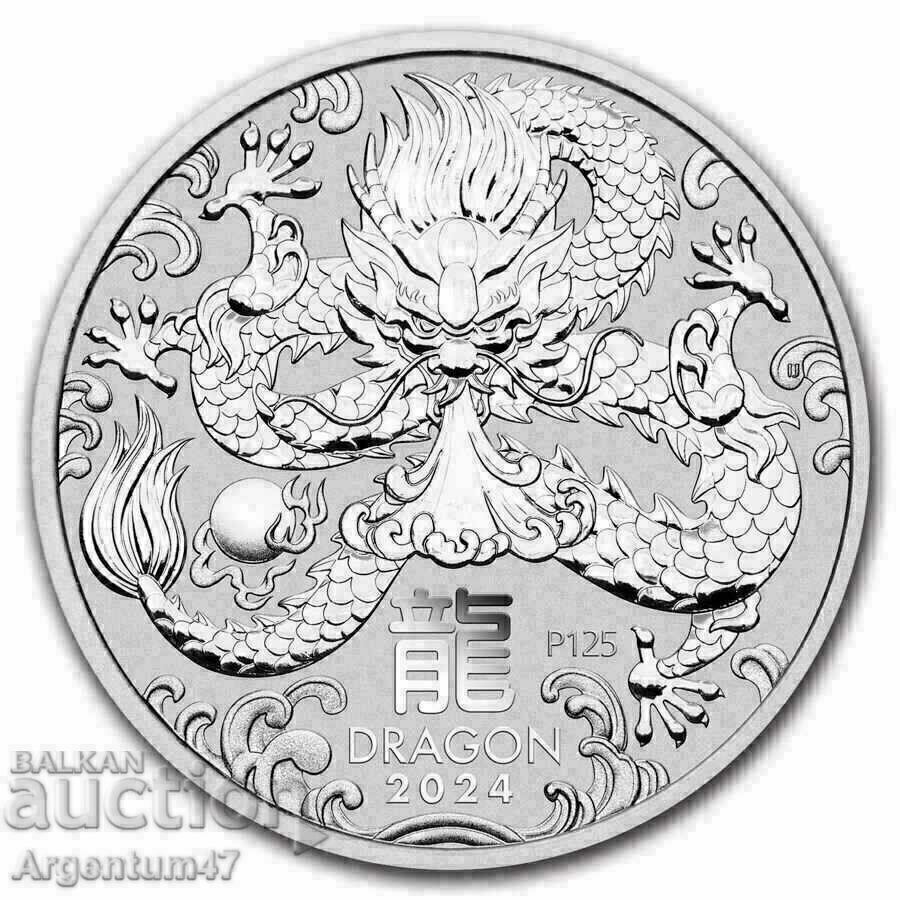 SILVER 2 OZ 2024 AUSTRALIA-ANUL LUNAR AL DRAGONULUI