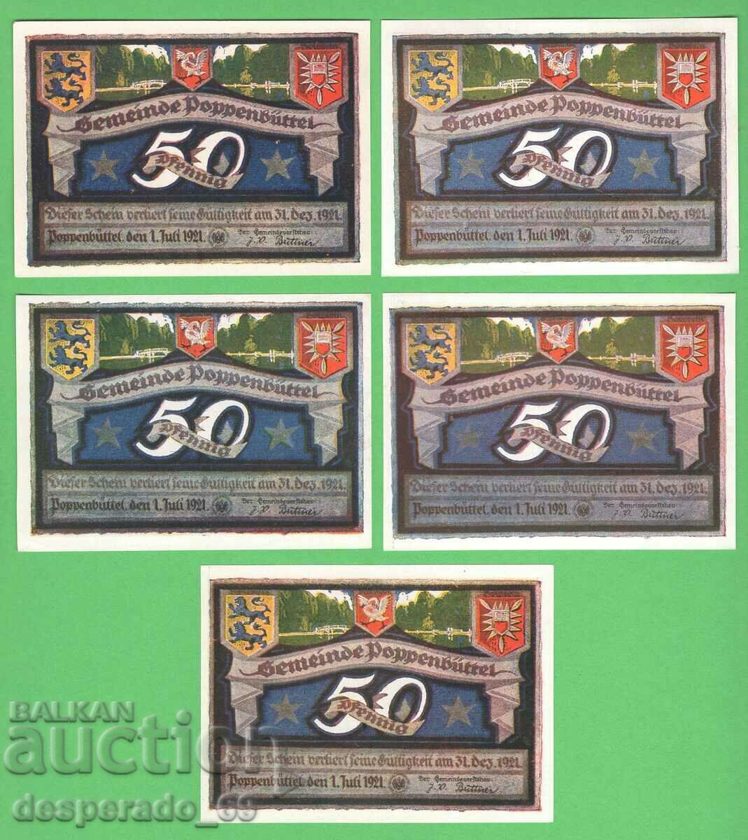 (¯`'•.¸NOTGELD (city Poppenbüttel) 1921 UNC- -9 pcs. banknotes with price 26.10 BGN | € 13.34 (¯`'•.¸NOTGELD (city Poppenbüttel) 1921 UNC- -9 pcs. banknotes with price 26.10 BGN | € 13.34