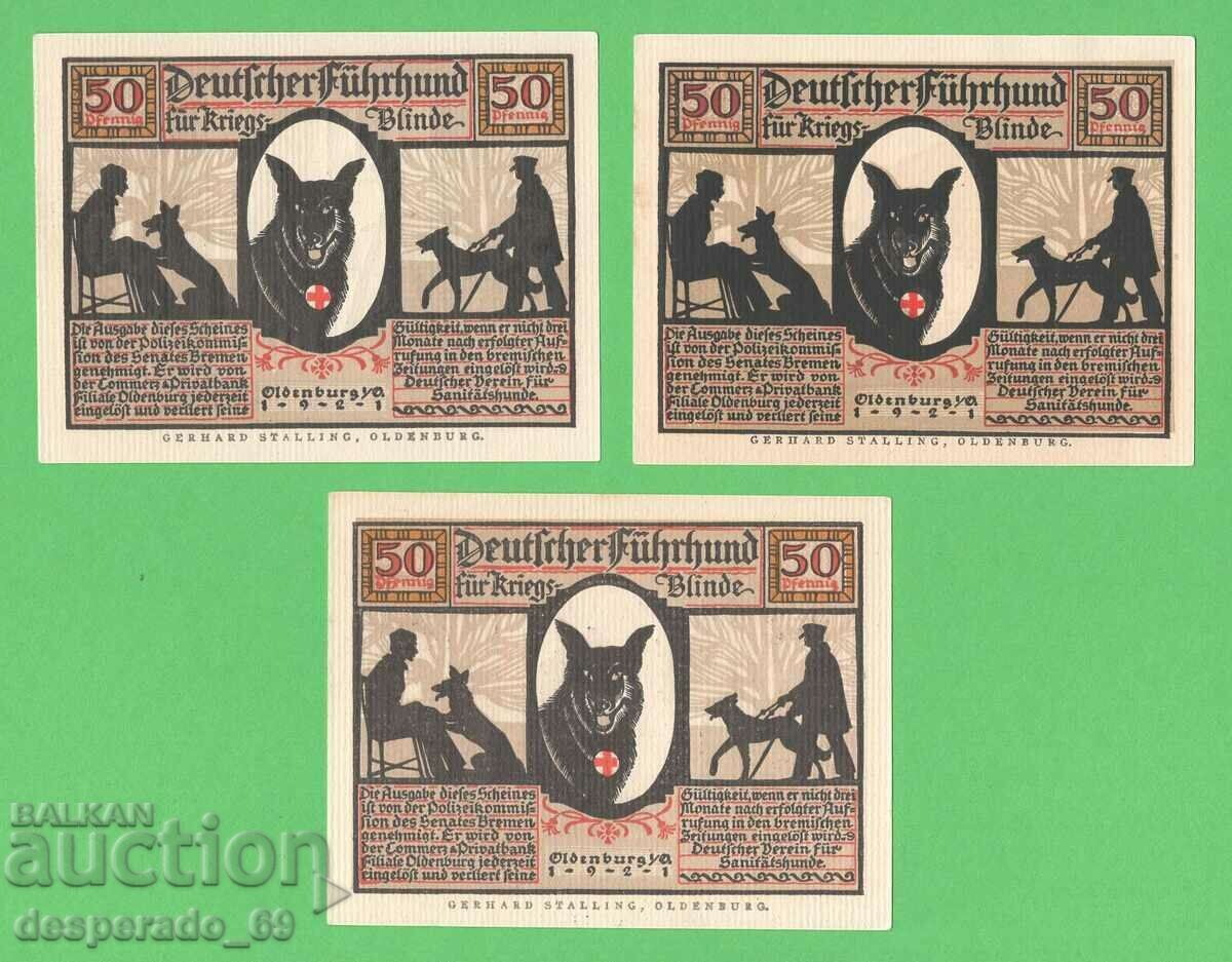 (¯`'•.¸NOTGELD (City of Oldenburg) 1921 UNC -3 pcs. banknotes '¯) with price 9.00 BGN | € 4.60 (¯`'•.¸NOTGELD (City of Oldenburg) 1921 UNC -3 pcs. banknotes '¯) with price 9.00 BGN | € 4.60