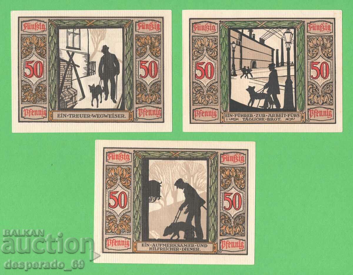 (¯`'•.¸NOTGELD (Πόλη του Όλντενμπουργκ) 1921 UNC -3 τεμ. τραπεζογραμμάτια '¯)