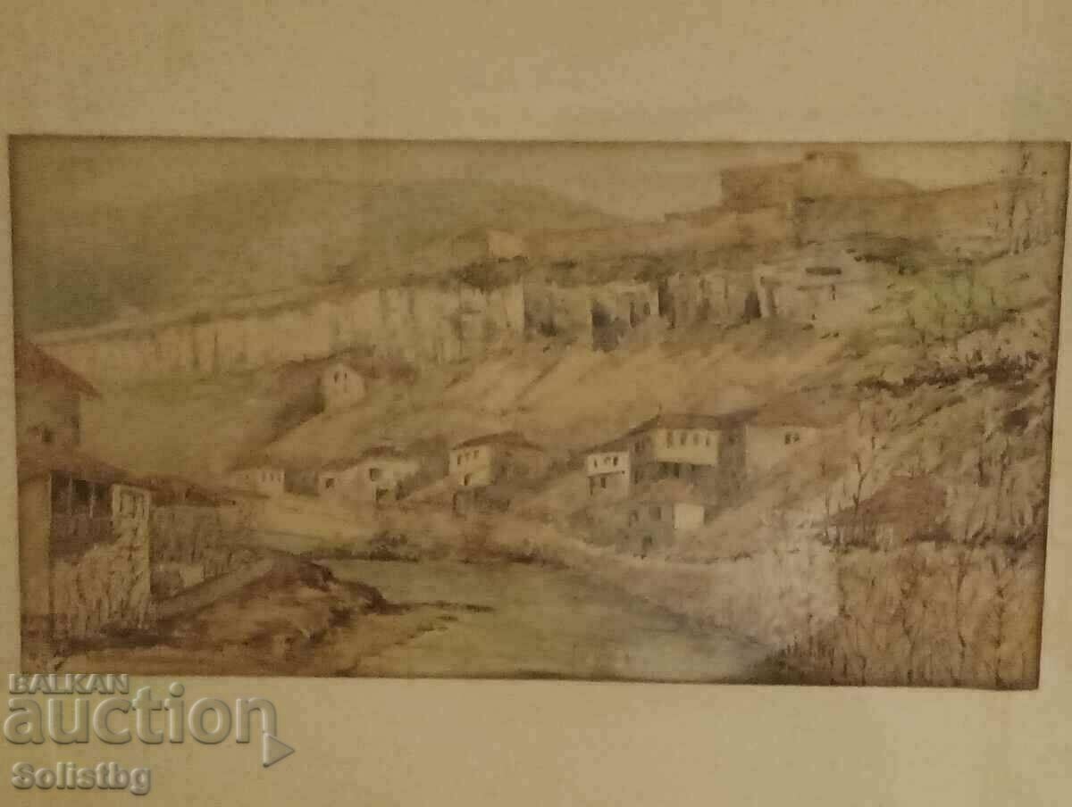 Painting Veliko Tarnovo, Nikola Chehlarov, watercolor. with price 2500.00 BGN | € 1278.23 Painting Veliko Tarnovo, Nikola Chehlarov, watercolor. with price 2500.00 BGN | € 1278.23