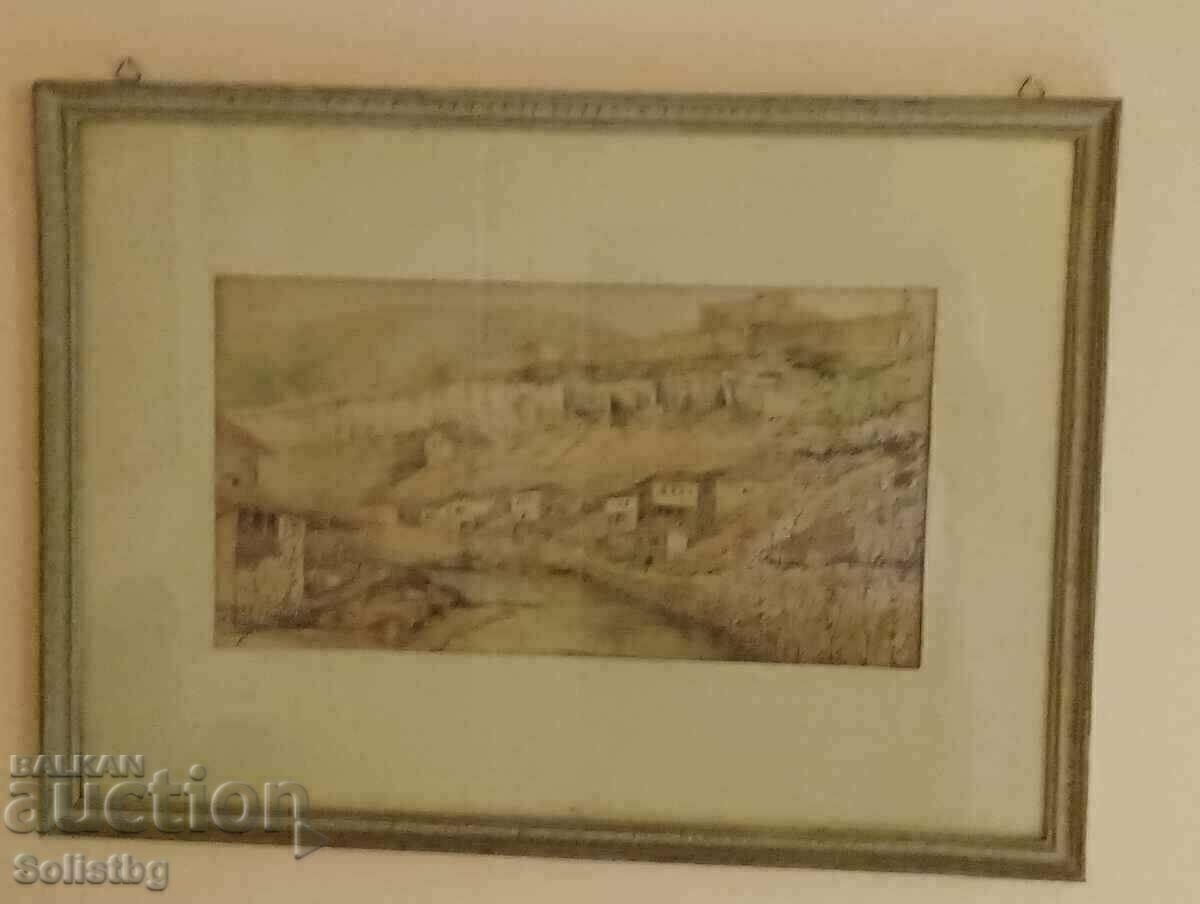 Pictură Veliko Tarnovo, Nikola Chehlarov, acuarelă. - 7