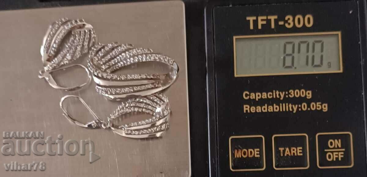 Πολύ όμορφο σετ ασημένιο σκουλαρίκι και μενταγιόν - 5