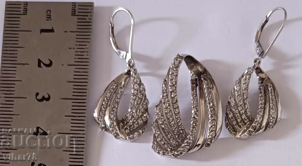 Set de cercei și pandantiv din argint foarte frumos - 7