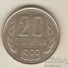 +Bulgaria 20 cents 1989 smooth band