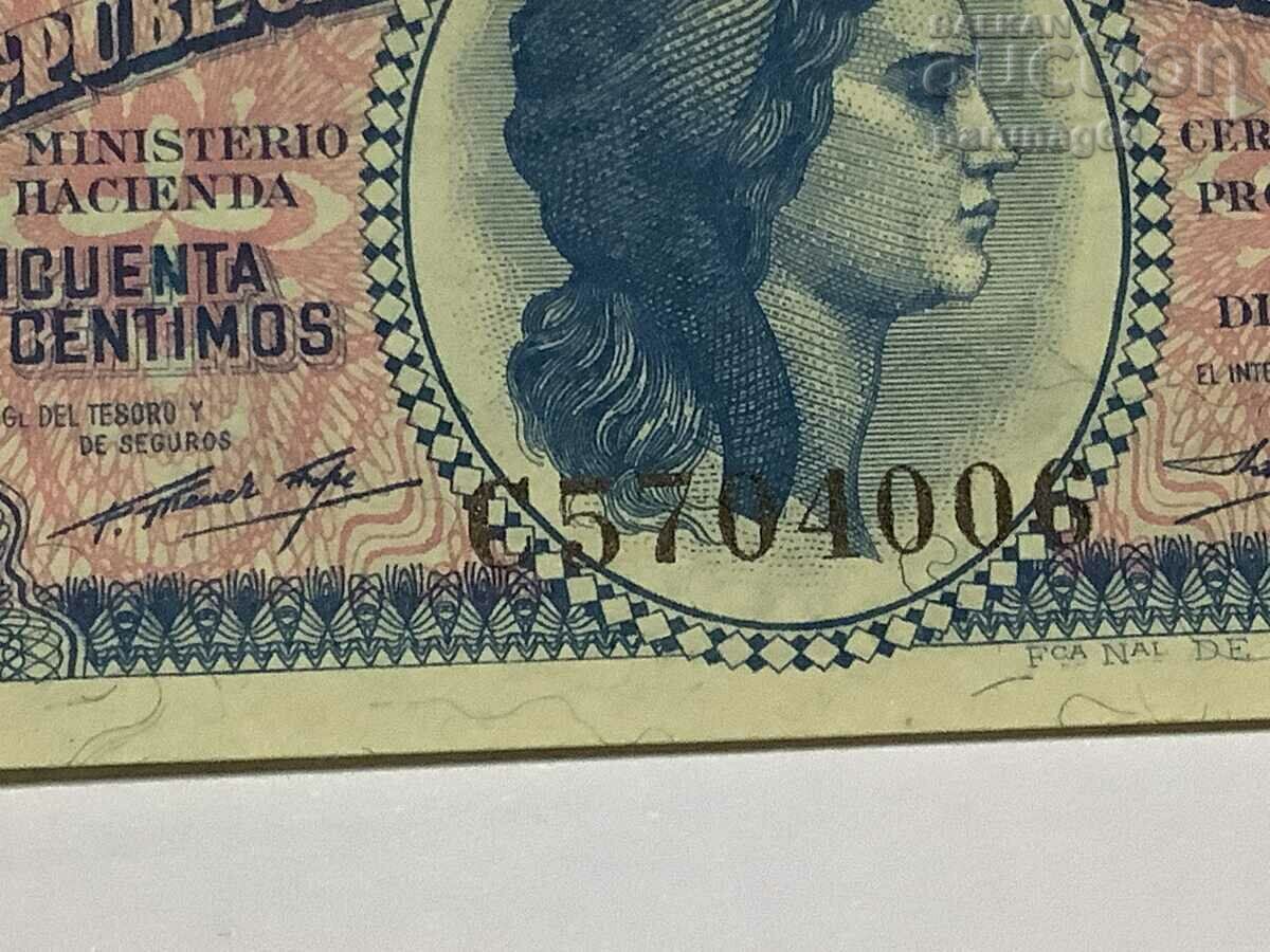 Auction Spain 50 centimos 1937 year series C (Rare) Auction Spain 50 centimos 1937 year series C (Rare)