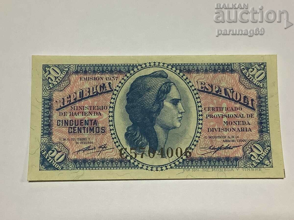 Испания 50 центимос 1937 година серия С  (Rare)