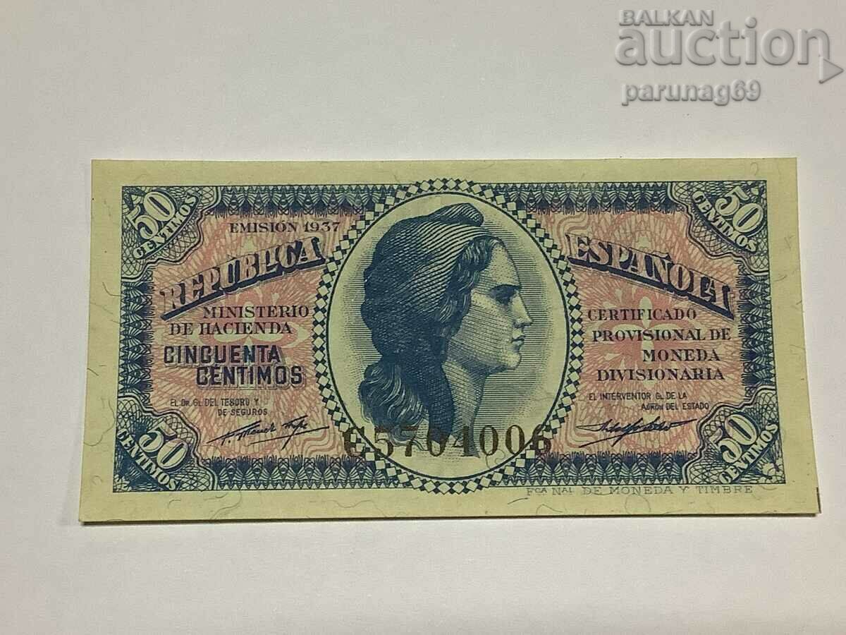 Spain 50 centimos 1937 year series C (Rare)